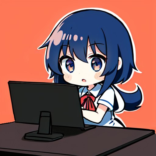 モニタを見る女の子